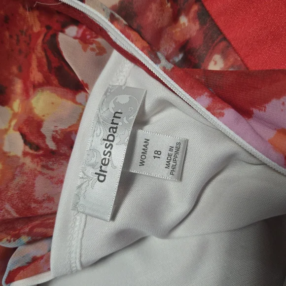 Dressbarn Womens 18 Floral Sleeveless Orange Dress - Picture 4 of 5